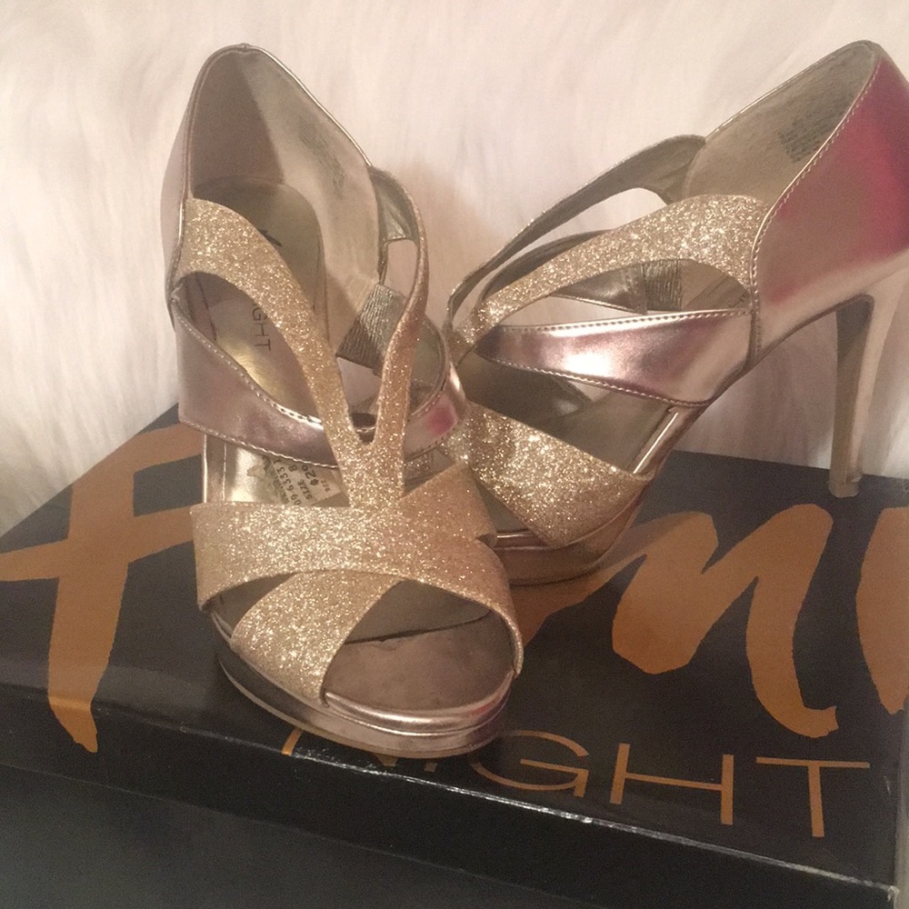 Gold Sparkly Strappy Heels